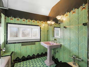 Full bath with original Art Deco tilework