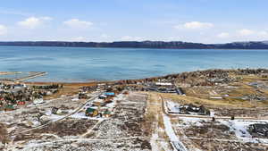 Drone / aerial view of a mountainous background