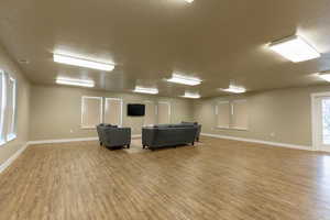 Club house gathering room with big screen TV can be reserved for parties for friends and family of members of the community.