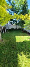 View of fenced backyard