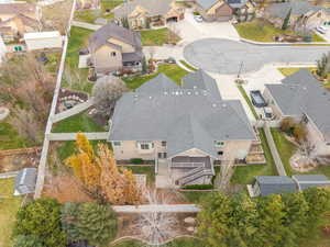 Aerial perspective of suburban area