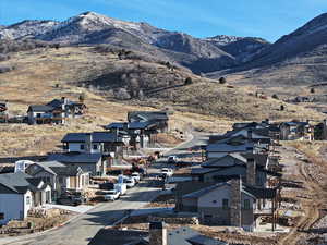 View of mountain background with nearby suburban area