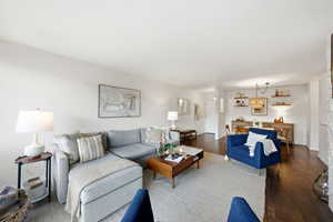 Living room with wood finished floors