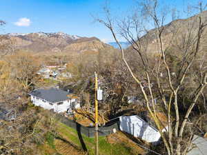 Aerial view of a mountainous background