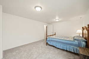 Bedroom featuring baseboards and carpet