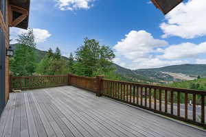 Wooden terrace with a mountain view