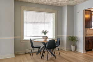 Dining space featuring light wood-style floors and plenty of natural light