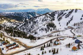 Aerial view of a mountains from a viewpoint above the property