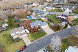 Aerial perspective of suburban area