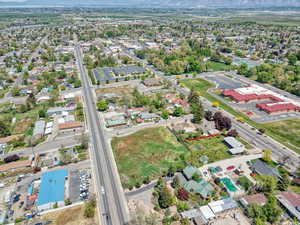 Aerial perspective of suburban area