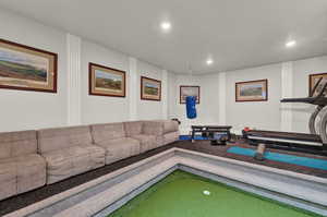 Living area featuring recessed lighting