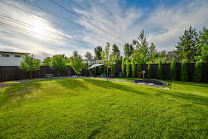 View of fenced backyard