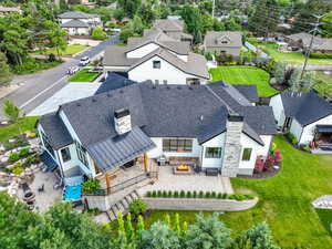 Aerial perspective of suburban area