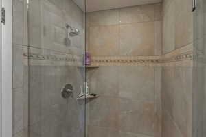 Bathroom view of a stall shower