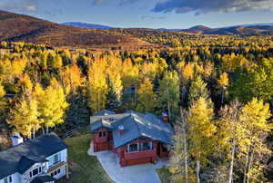 View from above of property with a mountainous background