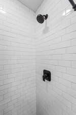 Bathroom view of tiled shower