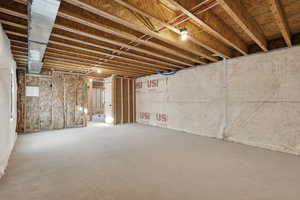 View of unfinished basement