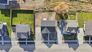 Aerial perspective of suburban area