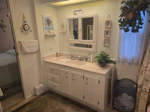 Bathroom featuring vanity and connected bedroom