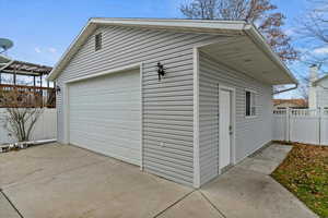View of detached garage