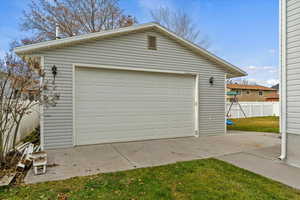 View of detached garage