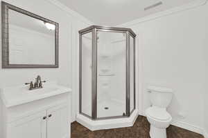 3/4 bathroom in the basement, updated.