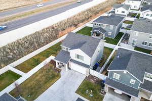 Aerial perspective of suburban area