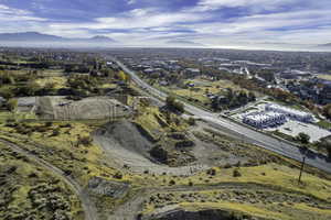 Drone / aerial view of a mountain backdrop