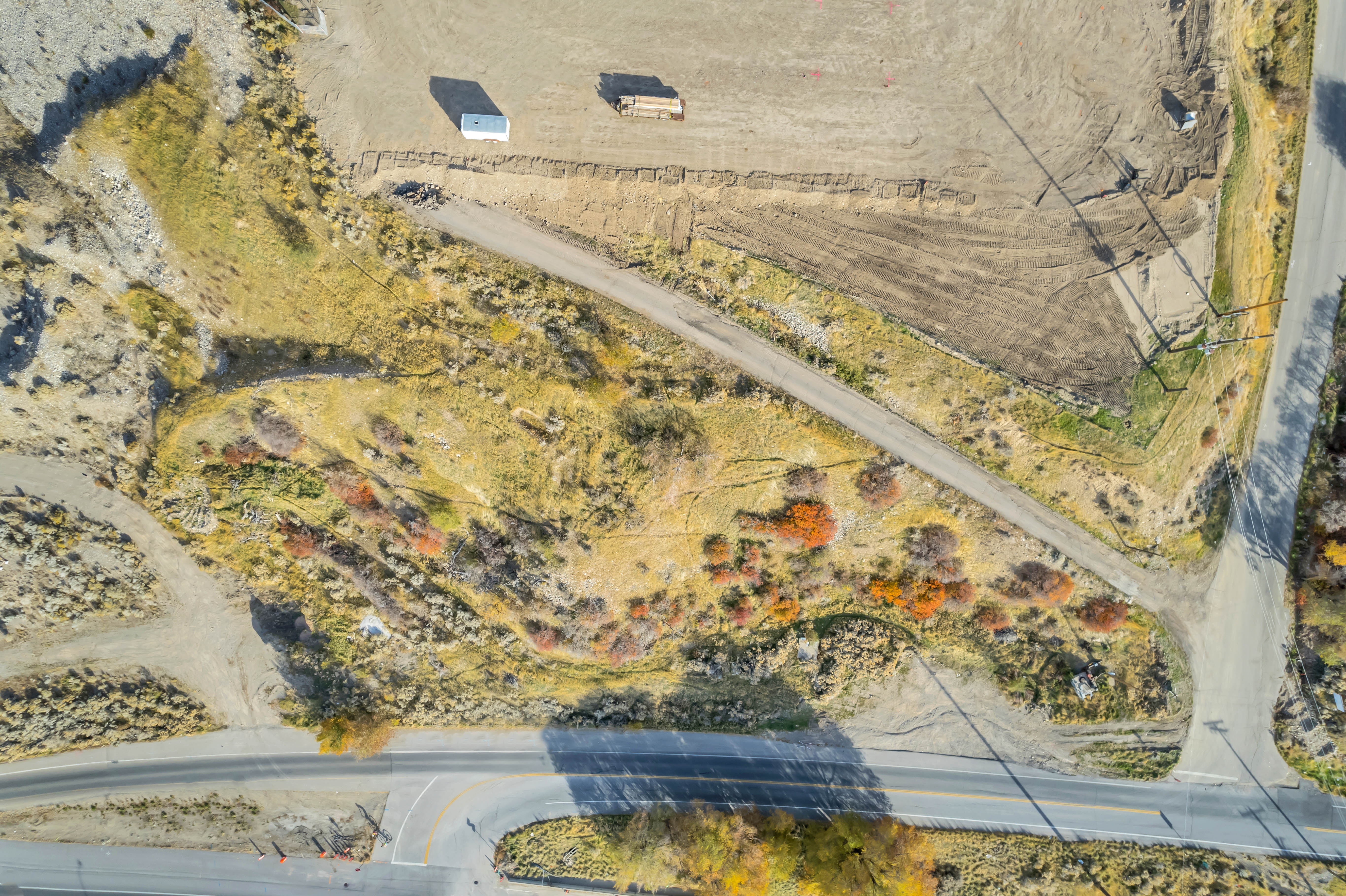 Aerial view of sparsely populated area