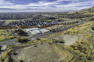 Drone / aerial view of a mountain backdrop
