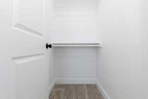 Walk in closet with light carpet