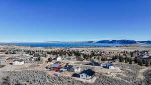 Aerial view of a water and mountain view