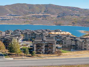 Drone / aerial view of a water and mountain view