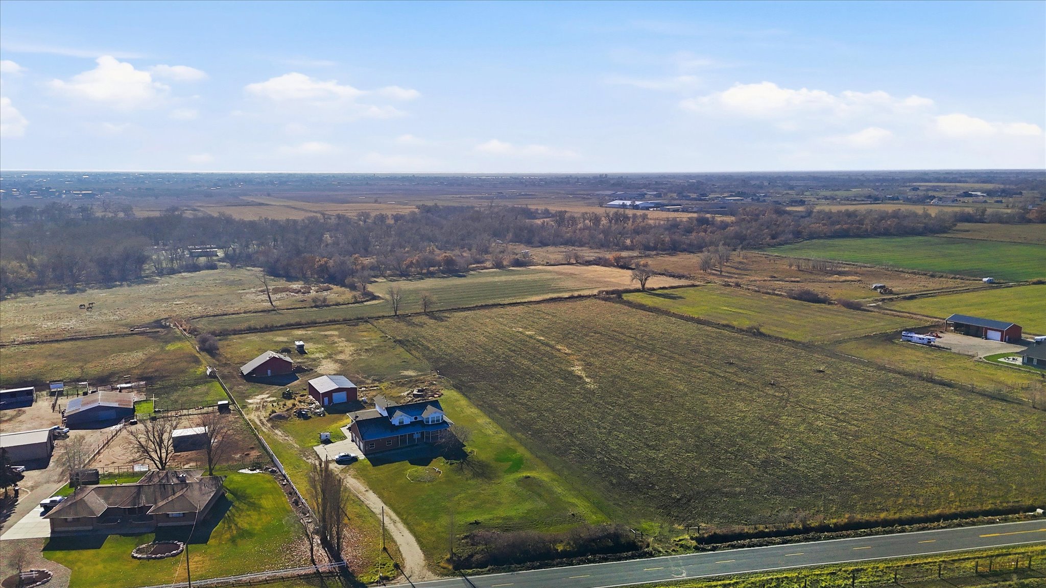 Aerial view of sparsely populated area