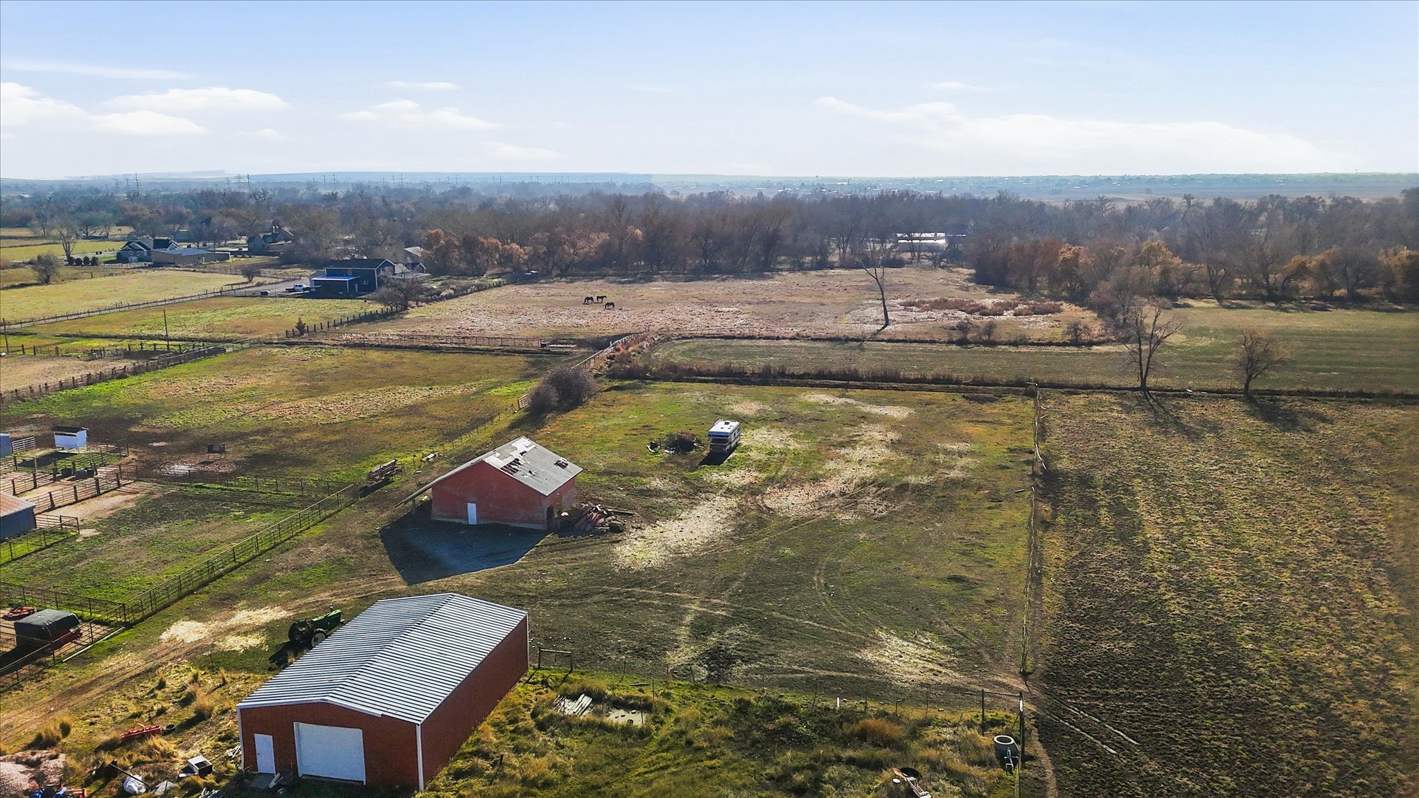 Aerial view of sparsely populated area