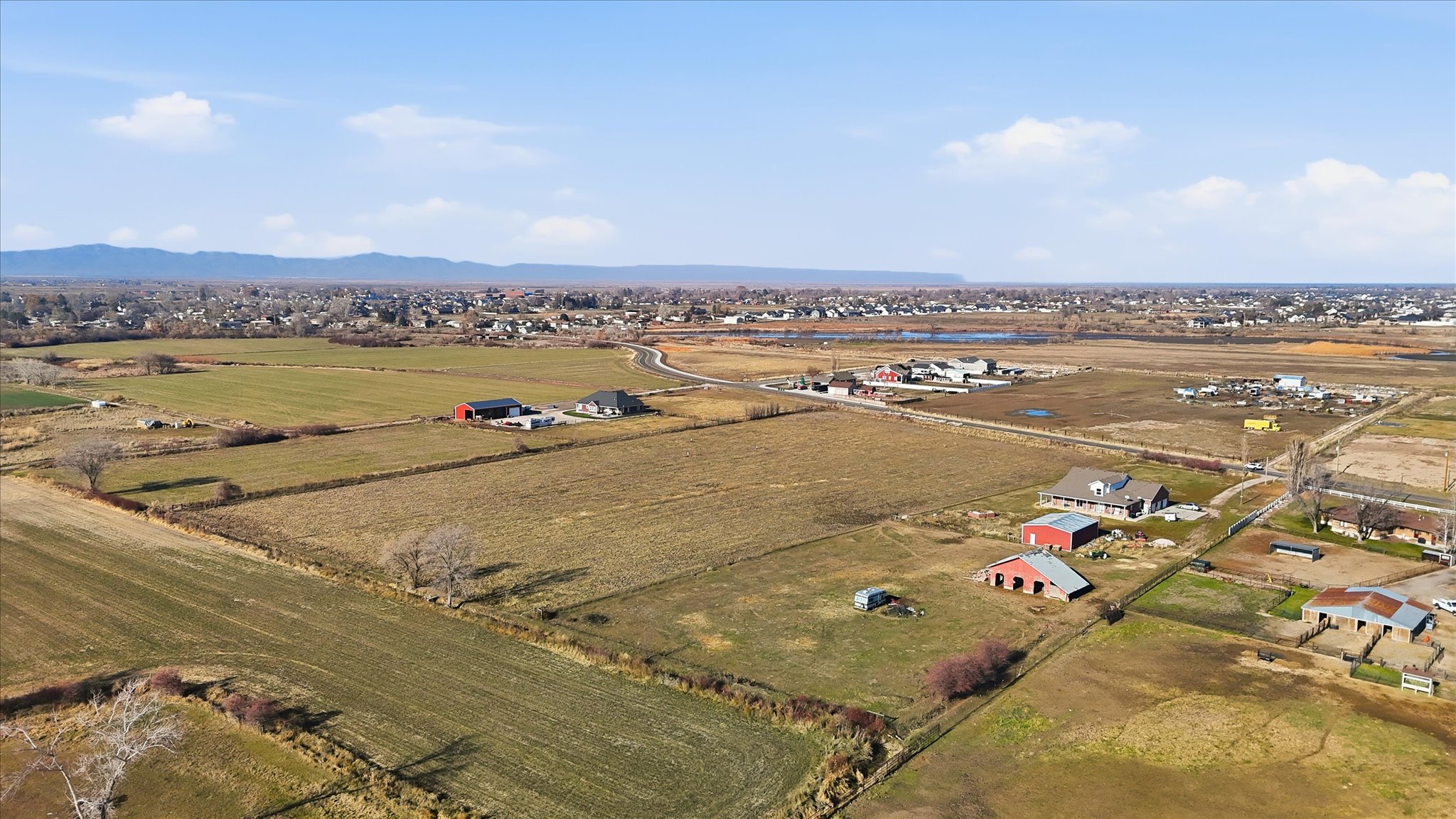 Aerial view of sparsely populated area