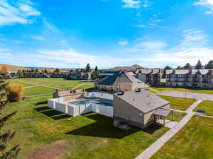 Aerial perspective of suburban area