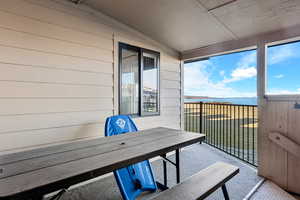 Balcony with a water view