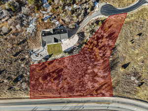 View from above of property featuring property boundaries highlighted