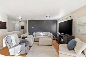 Living room featuring wood finished floors