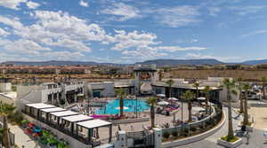 Community pool featuring a mountain view