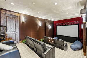 Cinema room with recessed lighting