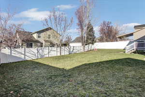 View of fenced backyard