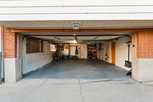 Garage featuring driveway