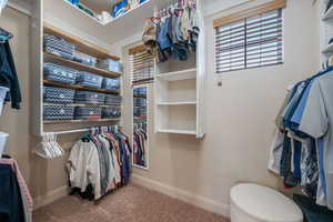 Walk in closet with carpet