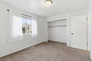Bedroom with a closet and carpet
