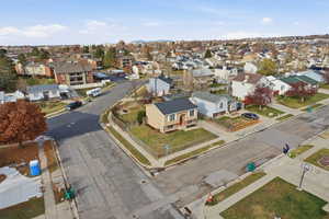 Aerial perspective of suburban area