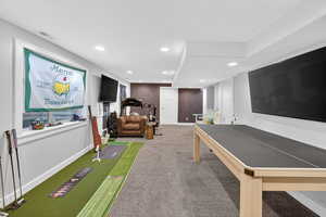 Playroom featuring recessed lighting and carpet flooring
