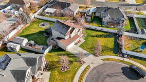 Aerial perspective of suburban area