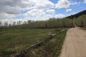 View of dirt / gravel road with a view of countryside